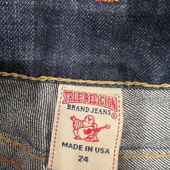 Y2K Vintage True Religion Billy Jeans Mid Rise Straight Leg Dark Blue 24 MINT - Picture 10 of 11